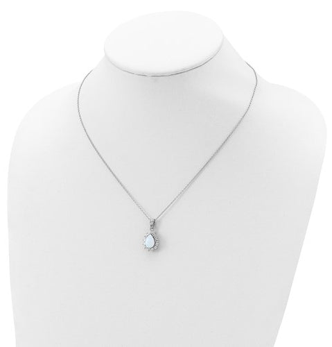 1.25 ct tw opal pendant in platinum plated sterling silver