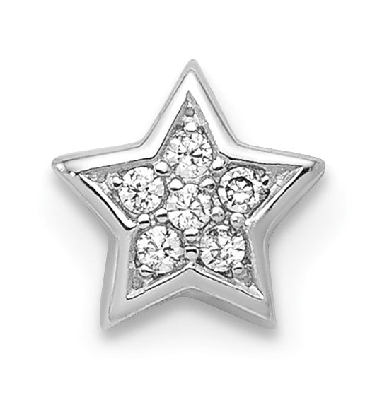 Prong and Pave Set Star Pendant With Round Brilliant Melee in Platinum Plated Sterling Silver