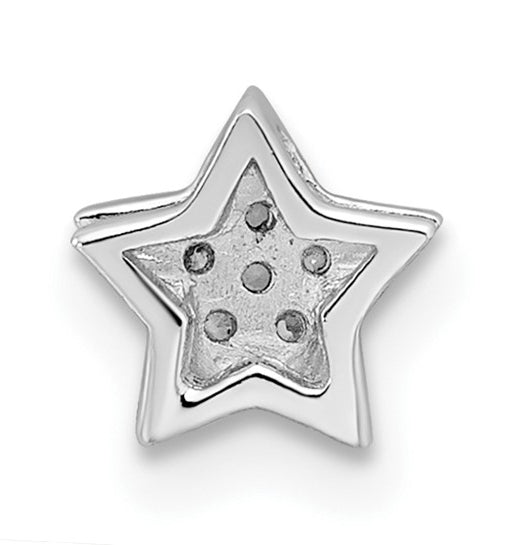 Prong and Pave Set Star Pendant With Round Brilliant Melee in Platinum Plated Sterling Silver
