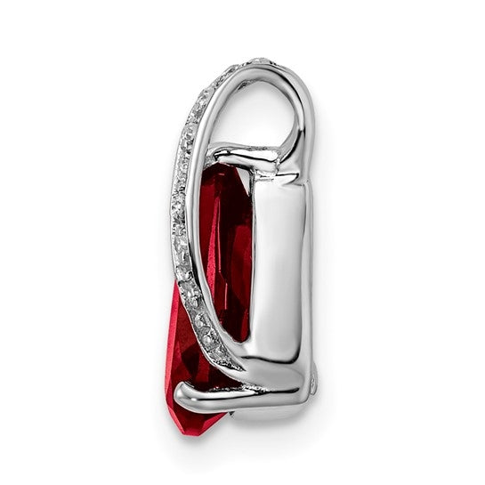 Pear Garnet diamond silver pendant