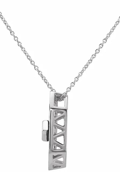 An extraordinary designer pendant with artificial onyx and round brilliant diamond by Diamond Essence set in platinum plated sterling silver 4.0 Cts.t.w.