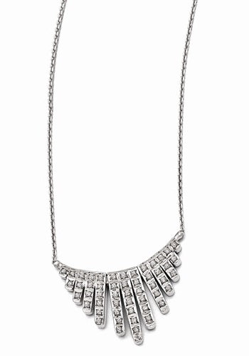 Diamond Essence Platinum Plated Sterling Silver 17" long Necklace, 0.25 ct.t.w. of Round Melee.