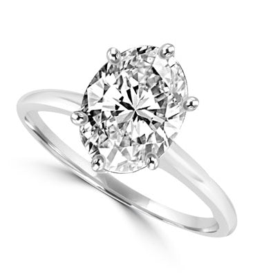Ring with oval-cut stone in platinum plated sterling silver