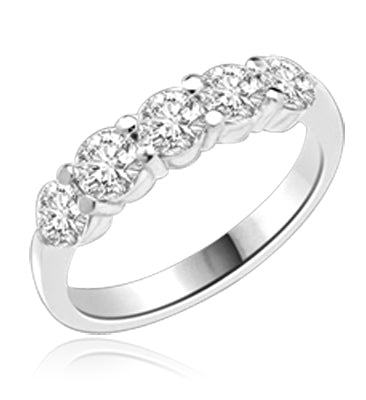 Prong Set Designer Band with Simulated Round Brilliant Diamonds by Diamond Essence set in Sterling Silver