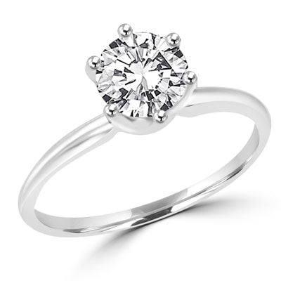 Platinum plated Solitaire sterling silver ring with 1 ct stone