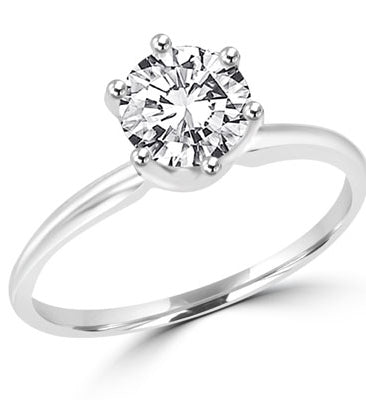 Platinum plated Solitaire sterling silver ring with 2 ct stone