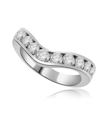 V-shape with eleven round stones gold silver