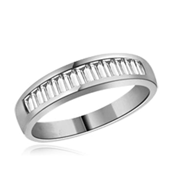 ring- platinum plated sterling silver, baguette band