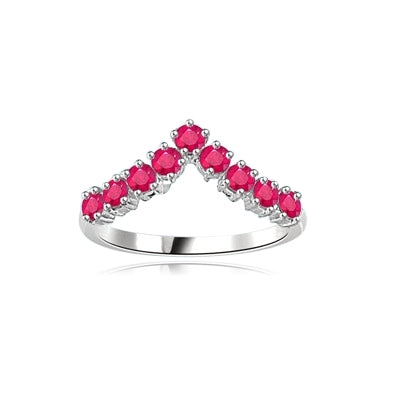 Stacking Rings-V-shaped Ruby rings in silver