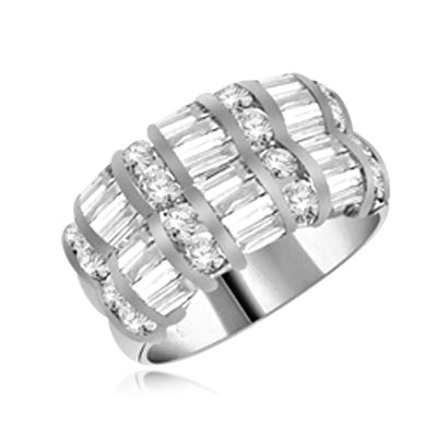 Ringround stones and baguettes set in 4 rows
