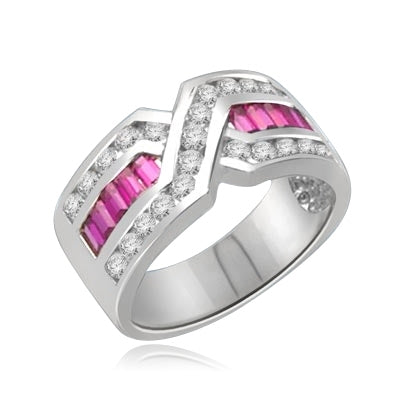 Tenderly- Ruby Platinum Plated Sterling Silver ìXî ring 2.5 cts.t.w