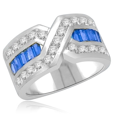 Tenderly- Sapphire Platinum Plated Sterling Silver ìXî ring 2.5 cts.t.w