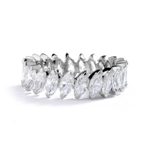Silver ring- marquise cut stones set in angular setting