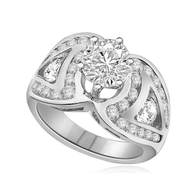 3ct BRING LUCK melee swirling with silver ring