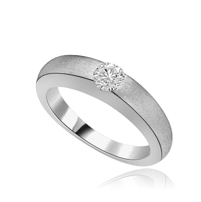 5ct round bazel set solitaire silver ring