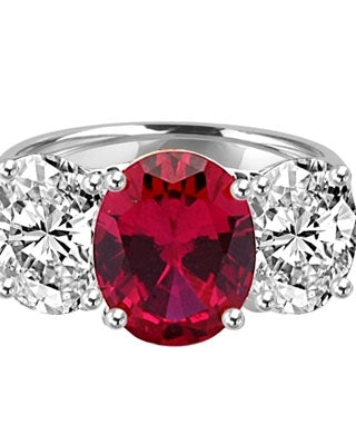 Three stone Jaw dropping oval Ruby stone ring