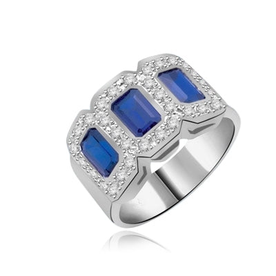 triplet ring with 3 matching Sapphire Essence stones