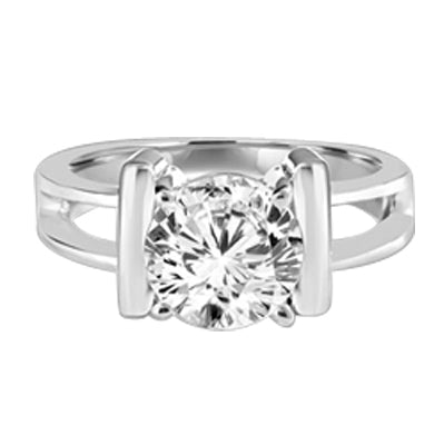 Enticing Lady - Platinum Plated Sterling Silver Ring with a 2.0 Ct. Round Brilliant Diamond Essence Masterpiece in solitary regal splendor.