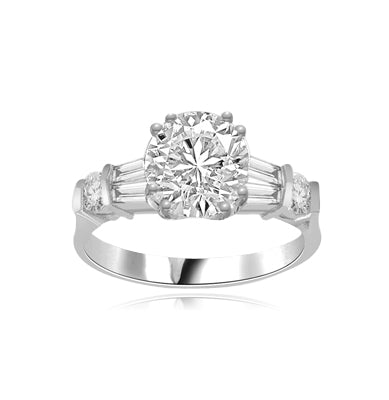 2.0 ct round brilliant diamond ring in silver