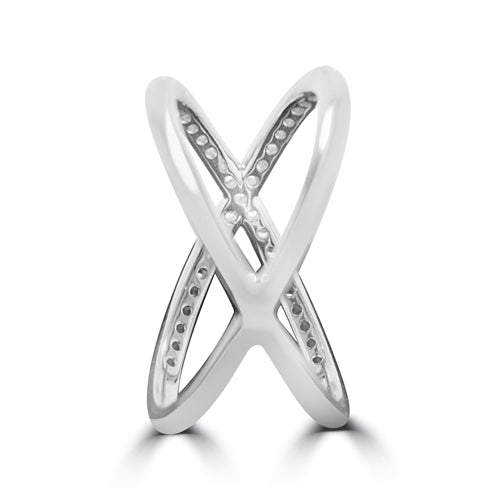 Diamond Essence Criss Cross "X" Ring with Round Brilliant Melee