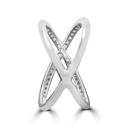 Diamond Essence Criss Cross "X" Ring with Round Brilliant Melee