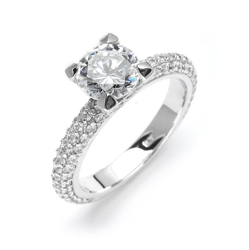 Wonderful Brilliance! You will behold this beauty forever with its glittering 1.25 Cts. Round Diamond Essence Brilliant sitting atop on 1.25 Cts. of Sheer sparkles on the band and on the prongs. Appx. 2.50 Cts.T.W.