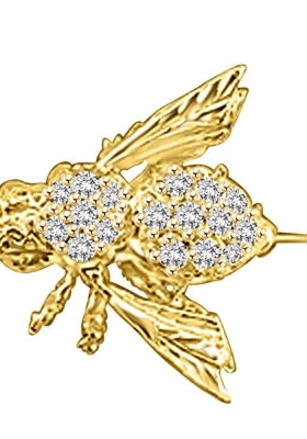 Attractive Bee Pin, 0.85 Cts. T.W. with a bevy of Round Cut Jewels, in Gold Vermeil.