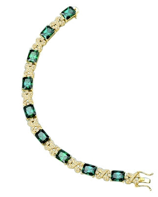emerald stone,melee ribbons gold vermeil bracelet