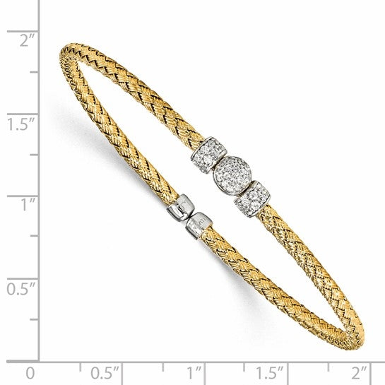 Gold plated Cuff bracelet Diamond Essence simulated Round stones