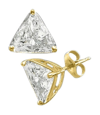 Trilliant cut Diamond earring in Gold Vermeil
