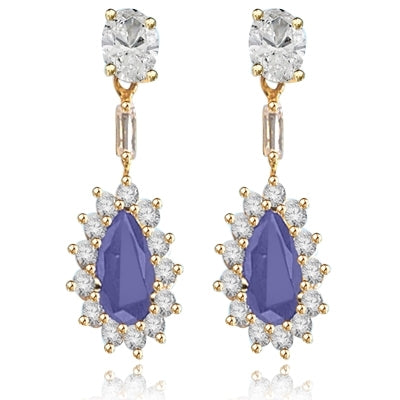 Pear cut sapphire&round stone gold vermeil earring