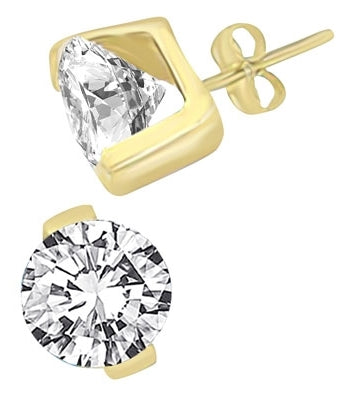 Round brilliant diamond earring in Gold Vermeil