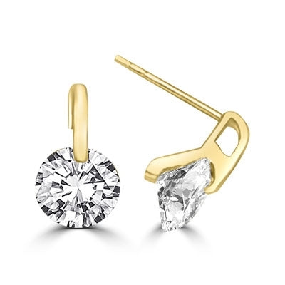 Tension set round stone gold vermeil earrings