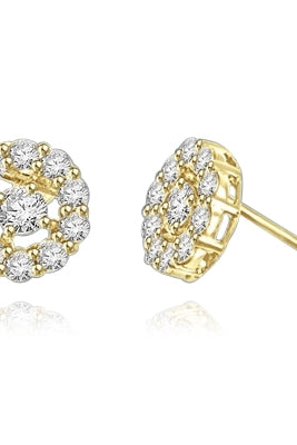 Diamond Essence round brilliant melee set in floral design with 0.25 ct. center, in 14k Gold Vermeil.
