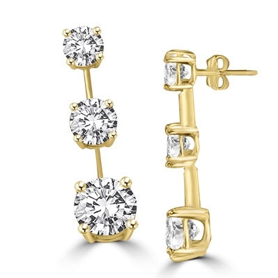 Round diamond bar create stunning drop earrrings