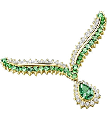 4.5 ct. Emerald Essence stones necklace in 14K Gold Vermeil
