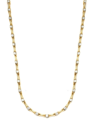 Bambooty - Exquisite Bamboo Necklace with Round Diamond Essence Masterpieces in a unique prong and link setting forming 9.25 cts. T.W. set in 14K Gold Vermeil.