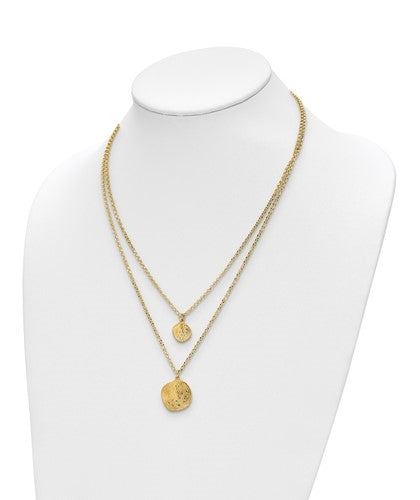 Beautiful Brushed Polished Vermeil Necklace with Diamond Essence melee, 0.30 cts.t.w. The shimmering beauty of gold plating and diamond melee will enhance her beauty multi-fold. Must have one.