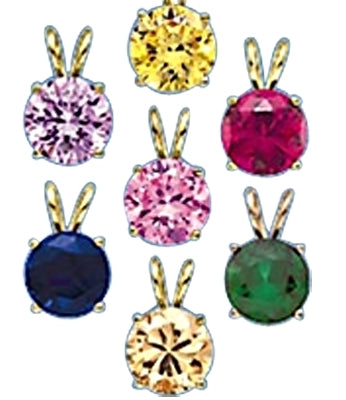 A brilliant-cut Diamond Essence pendant. 1.0 cts. t.w. stone in Gold Vermeil. Specify your choice of Diamond Essence Canary, Emerald, Pink, Lavender, Champagne, Sapphire, or Ruby.