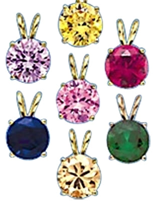 A brilliant-cut Diamond Essence pendant. 1.0 cts. t.w. stone in Gold Vermeil. Specify your choice of Diamond Essence Canary, Emerald, Pink, Lavender, Champagne, Sapphire, or Ruby.