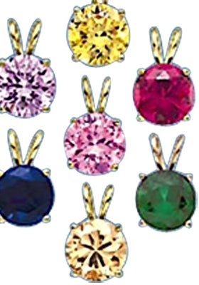 A brilliant-cut Diamond Essence pendant. 1.0 cts. t.w. stone in Gold Vermeil. Specify your choice of Diamond Essence Canary, Emerald, Pink, Lavender, Champagne, Sapphire, or Ruby.