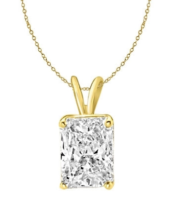 Gold Vermeil white Diamond emerald cut pendant