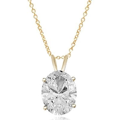Solitaire Pendant with Oval Cut Diamond Essence in 14K Solid White Gold.
Free Silver Chain Included.