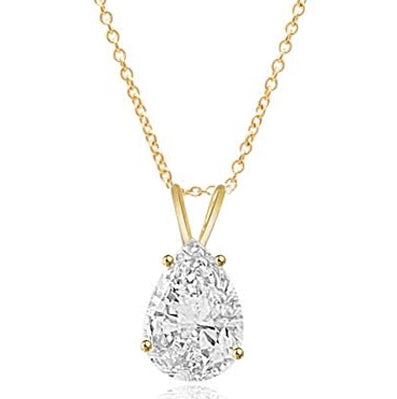 1 ct pear cut Diamond stone in Gold Vermeil pendant