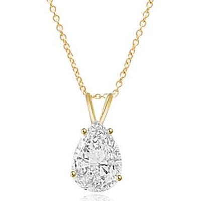 1 ct pear cut Diamond stone in Gold Vermeil pendant