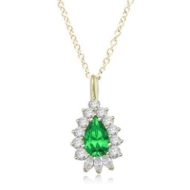 Designer Pendant with 4 Ct. Pear Essence Center enhanced by round and marquise stones forminmg 5.20 Cts. T.W. in Gold Vermeil. (Available in 14K Solid Gold, #GPD2603).