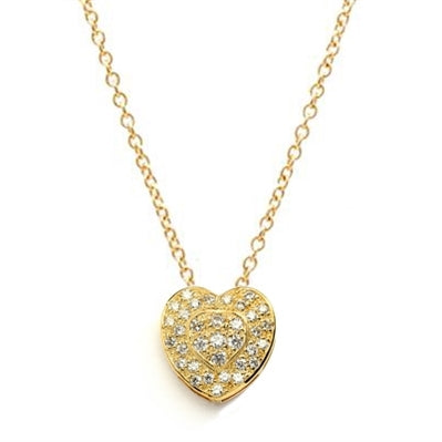 Beautiful Heart Pendant with the outer ring of heart encircling the micro pave set bulge heart. Truly lovable..2 Cts. T.W. in 14K Gold Vermeil.