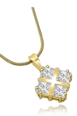 4 Princess Cut Masterpieces pendant in gold verneil