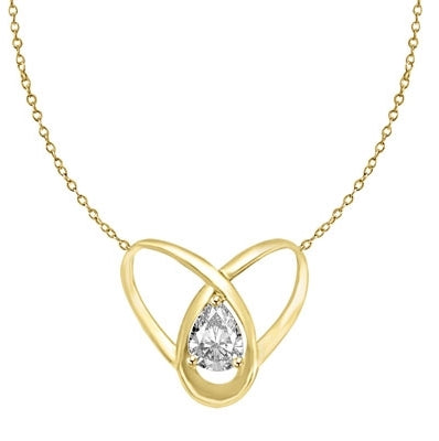 2ct pear cut stone set in orbit in gold vermeil pendant