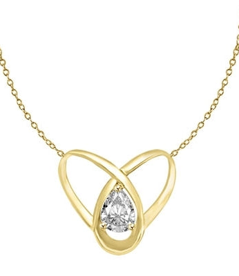 2ct pear cut stone set in orbit in gold vermeil pendant